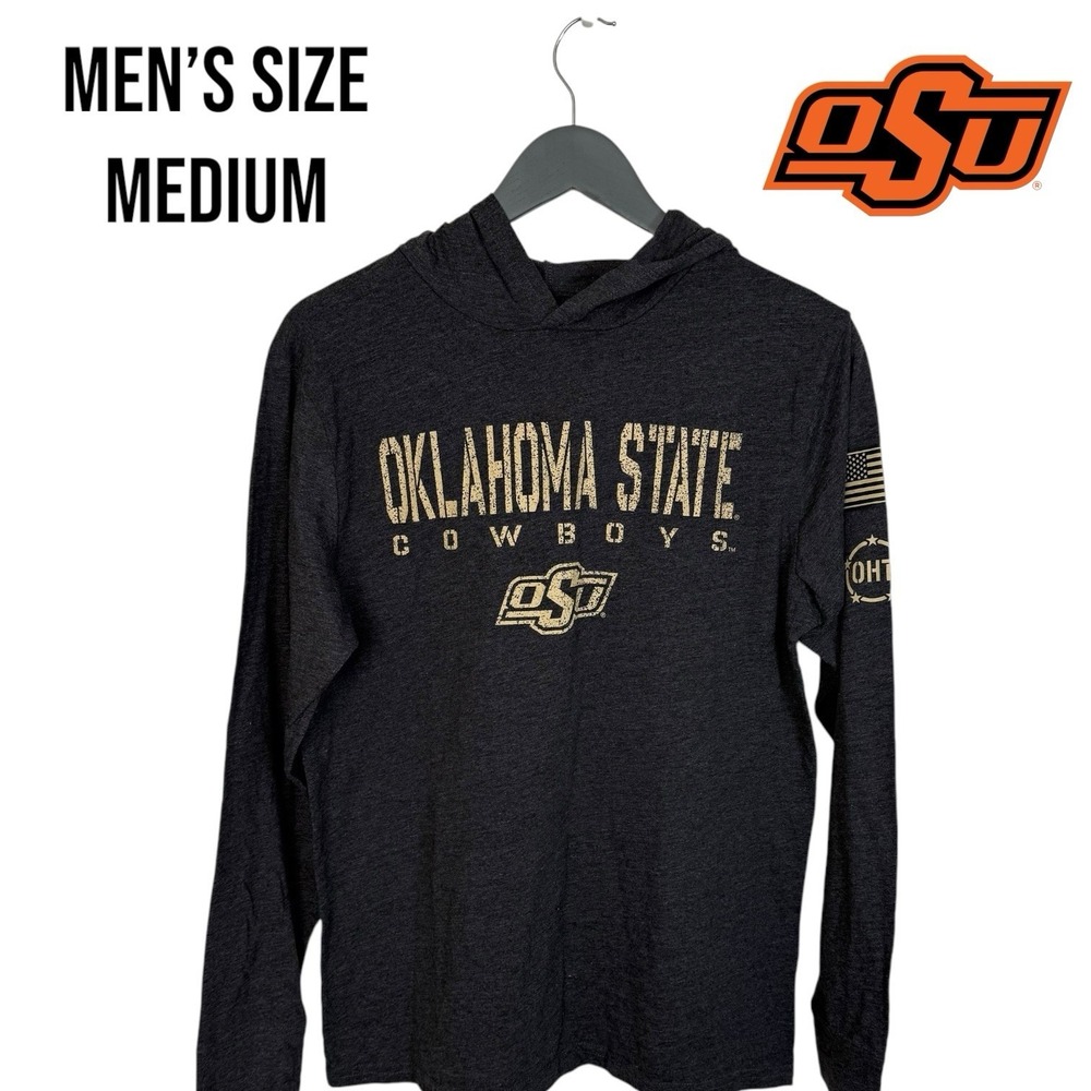 Oklahoma State Cowboys Hoodie Shirt Men's M Colosseum OHT USA‎ Flag Long Sleeve